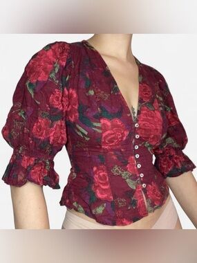 Free People 3/4 sleeve peasant blouse